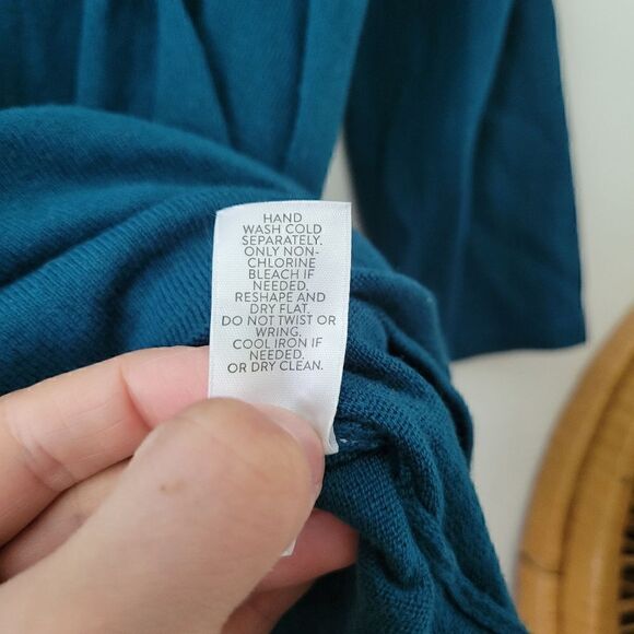 J. Jill Teal Cotton/Modal Blend Sweater Tie M - Picture 7 of 8